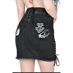 Kill Star Many MOONS FACED OUT Mini SKIRT XS Goth Grunge NLA Deadstock Unicorn